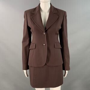 FUTURE OZBEK Size 6 Brown Rayon Blend Single Breasted Blazer Mini Skirt Set